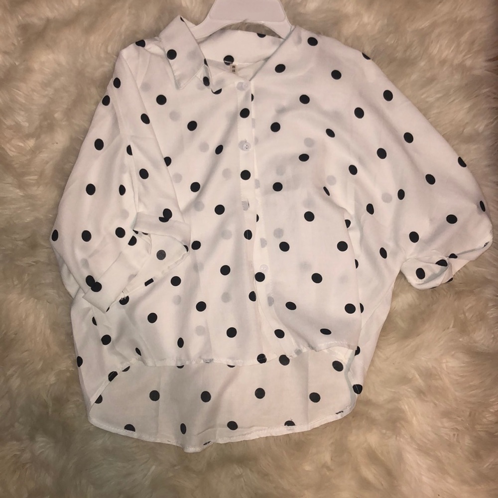 polka dot button up shirt